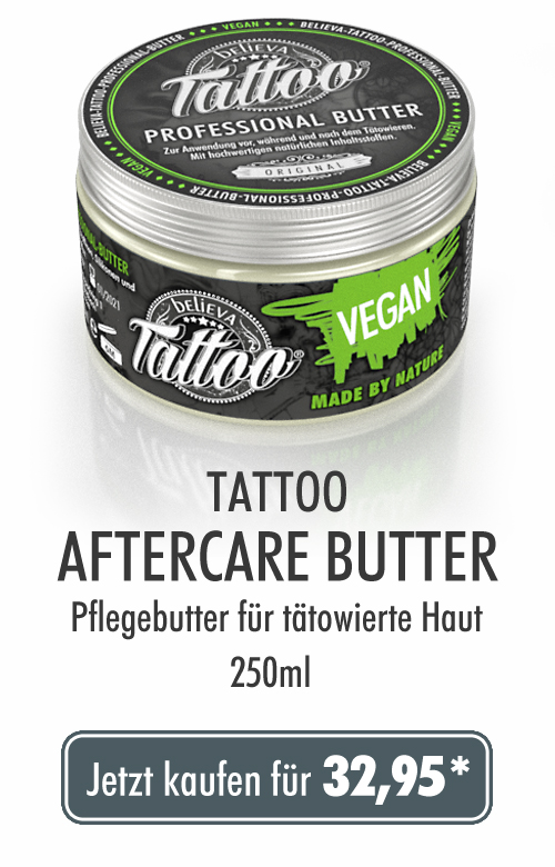 Pflegebutter für frisch tätowierter Haut ab dem ersten Tag