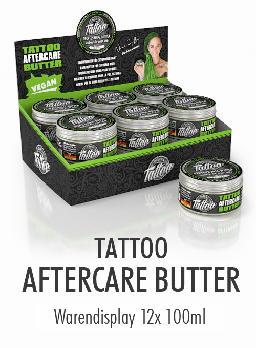 Vegane Tattoopflege Butter für die Behandlung von frisch tätowierter Haut