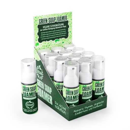 [G-Soap-F-40-DISP] Believa Tattoo Green Soap Display 12x40ml